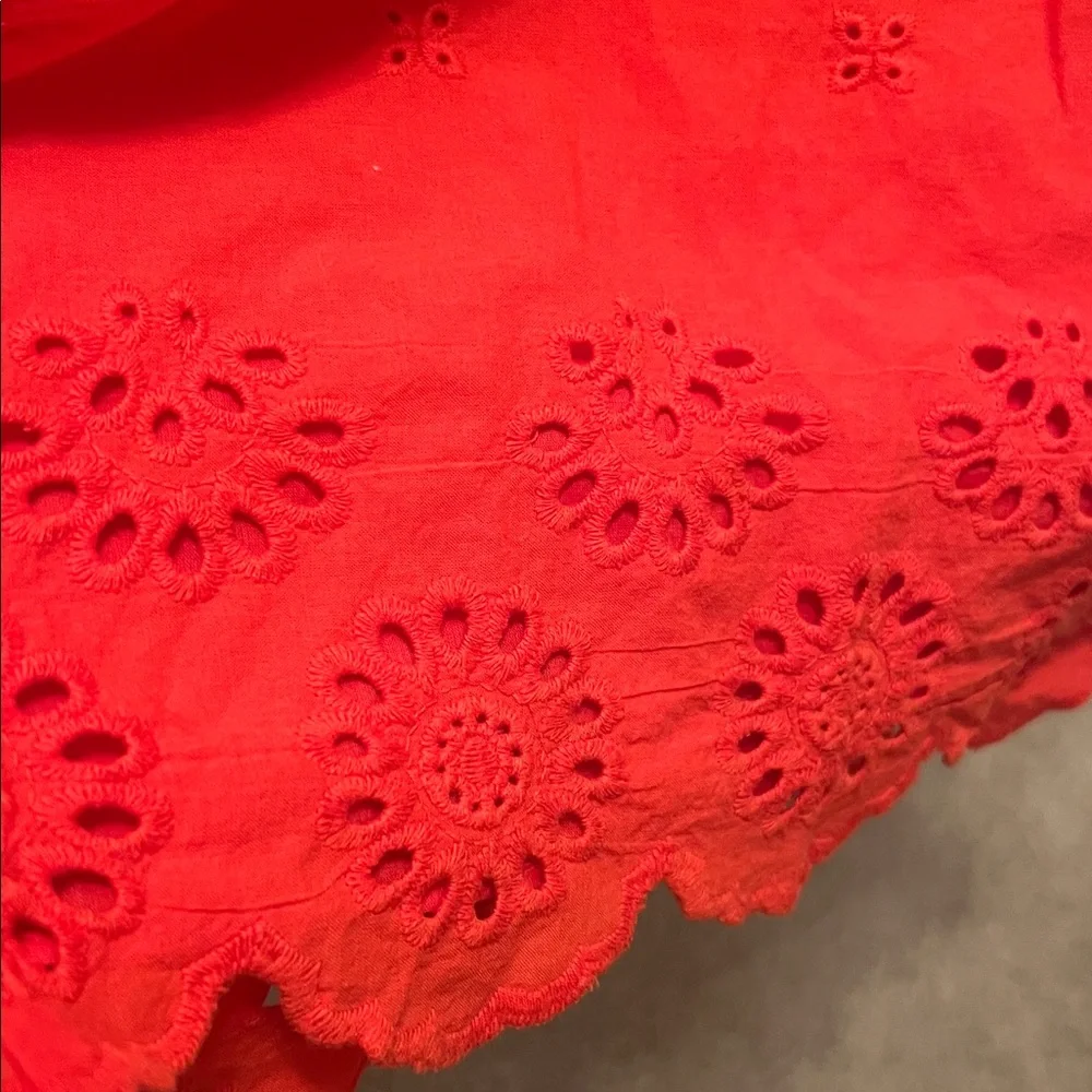 Kate Spade Orange Eyelet Ruffle Top Blouse S Small